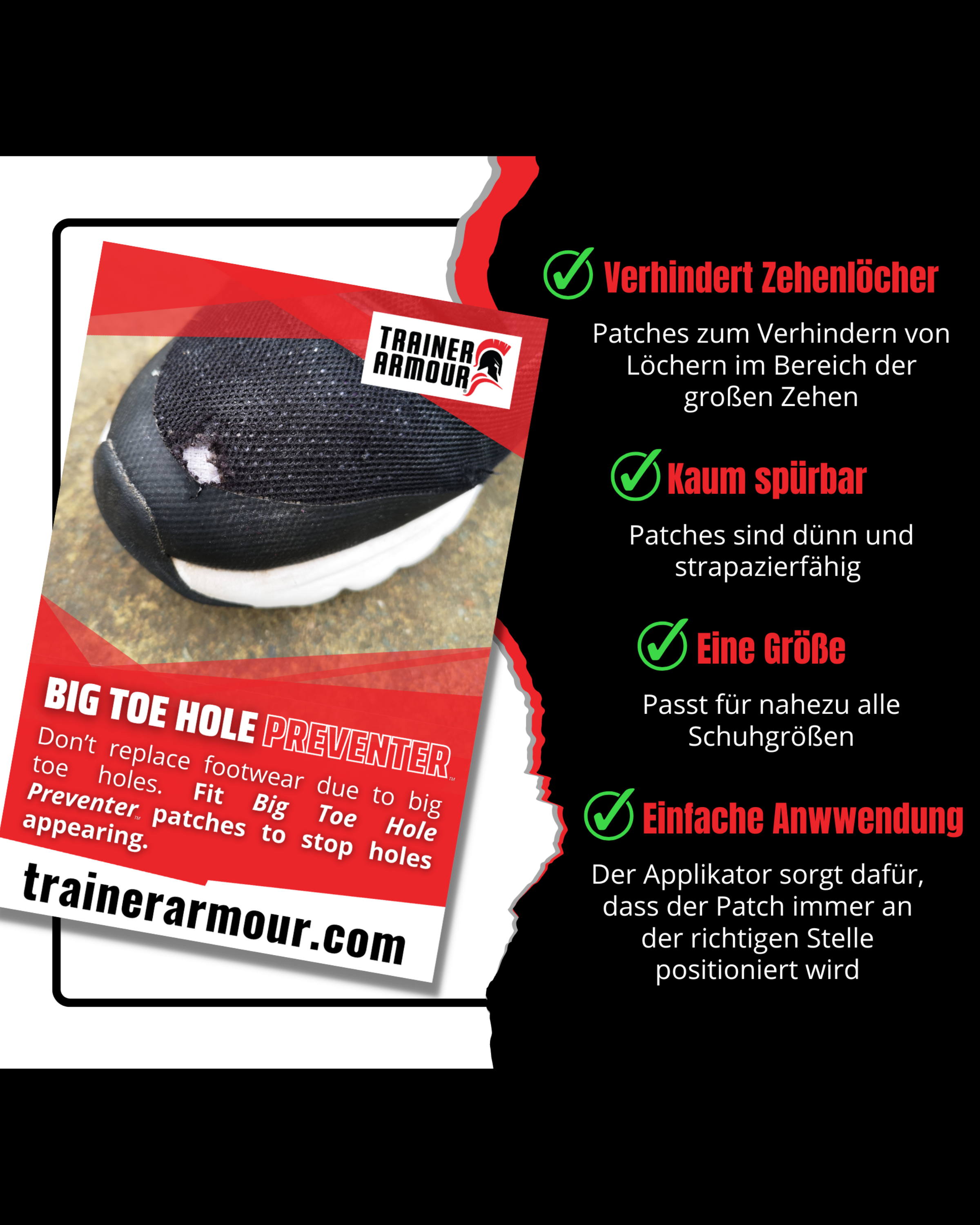 Erklärung der Funktionsweise vom Big Toe Hole Preventer von Trainerarmour